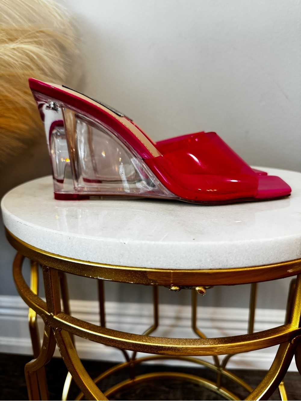 Steve Madden Pink Clear Wedge Mule Sz 8 - Picture 7 of 13